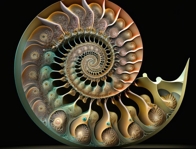 Photo arrière-plan fossile d'ammonite créé avec la technologie d'ia générative