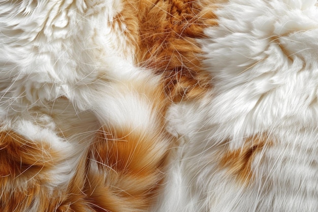 Arrière-plan de la fourrure de chat Ginger et texture de fourrure blanche de chat