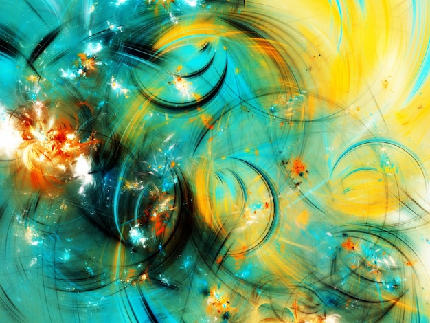 arrière-plan fractal abstrait bleu illustration de rendu 3D