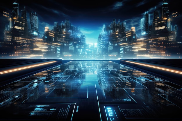 Arrière-plan futuriste abstrait Concept de technologie de transfert de données Arrière-fond futuriste du cyberspace AI générative