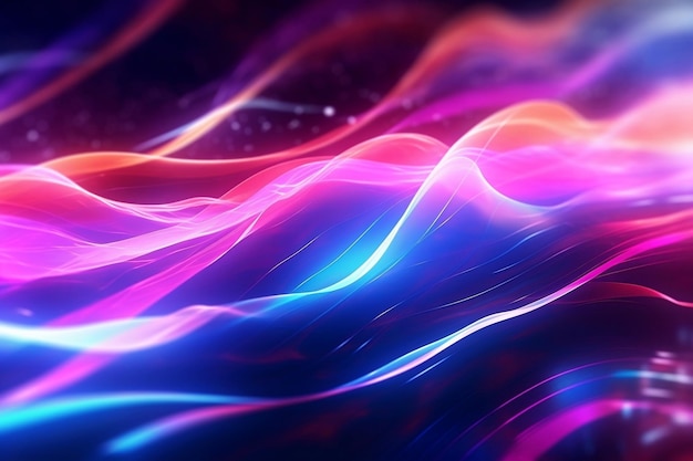 arrière-plan futuriste abstrait avec des lignes d'ondes à grande vitesse en mouvement de néon rose bleu brillant