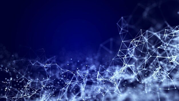 Arrière-plan futuriste bleu abstrait Vague technologique de flux de données d'information 3D