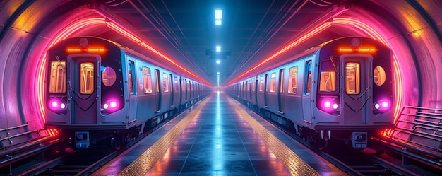 Arrière-plan futuriste du système de métro NeonLit