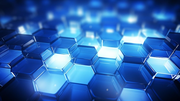 Arrière-plan géométrique bleu élégant et fascinant avec des éléments hexagonaux complexes