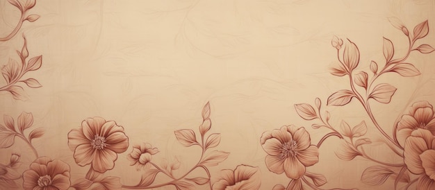 Arrière-plan gravé sur le mur avec un dessin floral vintage