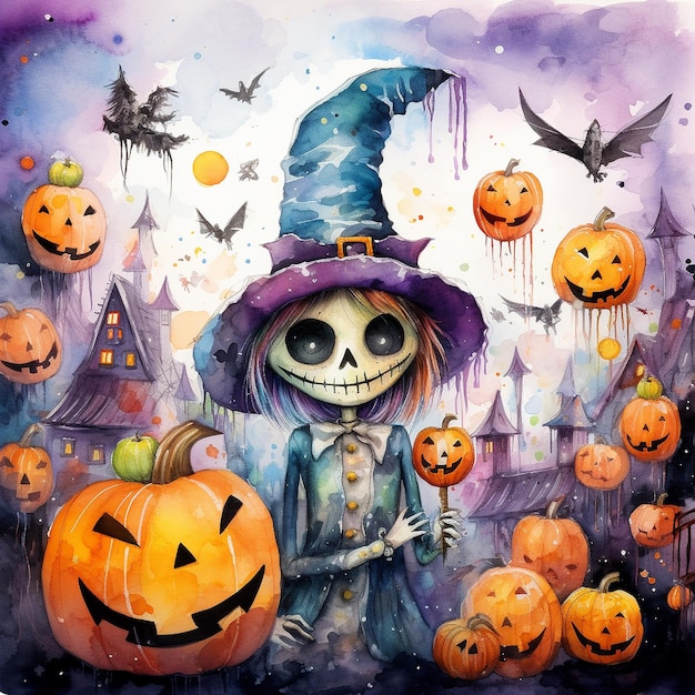 Arrière-plan d'Halloween à l'aquarelle