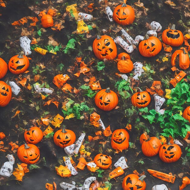 Arrière-plan d'Halloween avec une citrouille et une photo générée par Ai