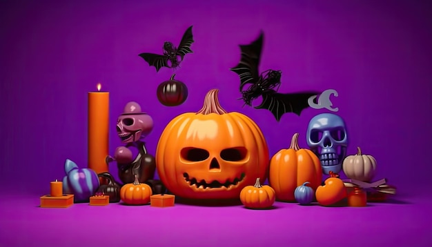 Arrière-plan d'Halloween avec des objets d'Helloween