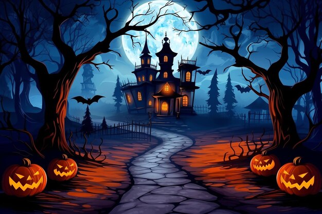L'arrière-plan d'Halloween avec une scène effrayante