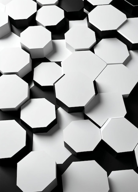 Photo arrière-plan hexagonal abstrait à texture noire et blanche