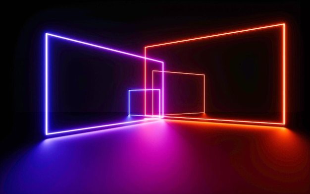 Arrière-plan d'hexagones abstraits avec architecture 3D plate-forme d'espace vide fond d'effet de lumière au néon
