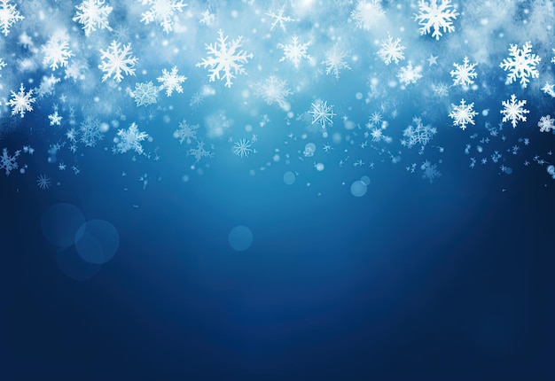 Arrière-plan d'hiver bleu avec de la neige et des flocons de neige