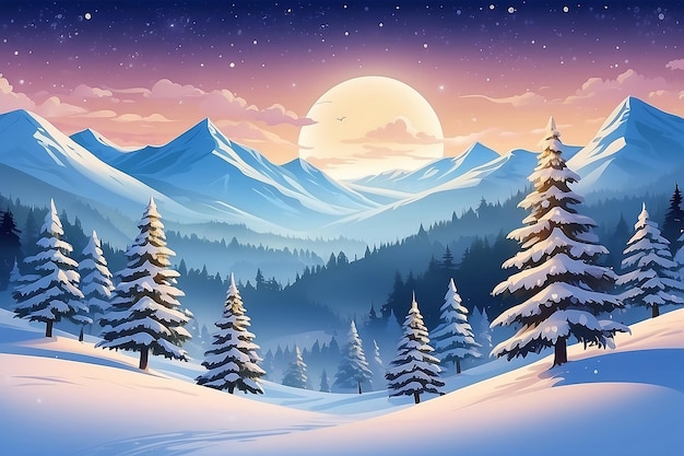 Arrière-plan d'hiver Joyeux Noël et bonne année carte de vœux avec copyspace paysage de Noël sapins