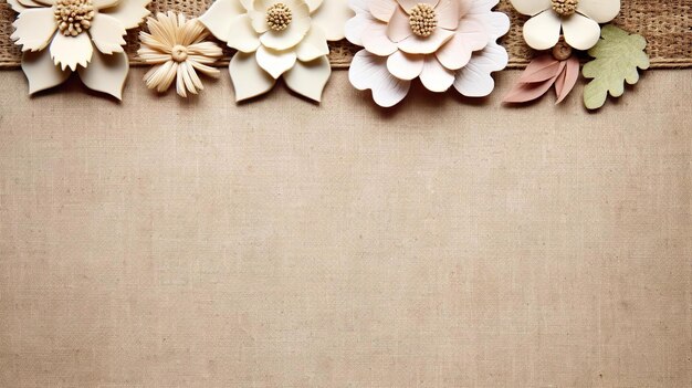 Arrière-plan horizontal avec des fleurs de feutre fabriquées à la main
