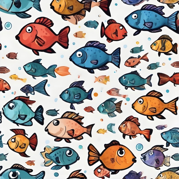 Photo arrière-plan de l'icône de dessin animé de poisson très cool
