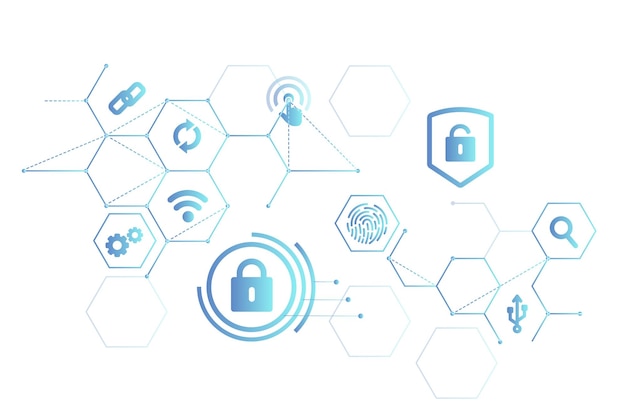 Arrière-plan des icônes du système de sécurité informatique