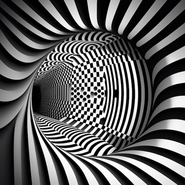 Arrière-plan d'illusion optique avec des lignes à fond noir et blanc