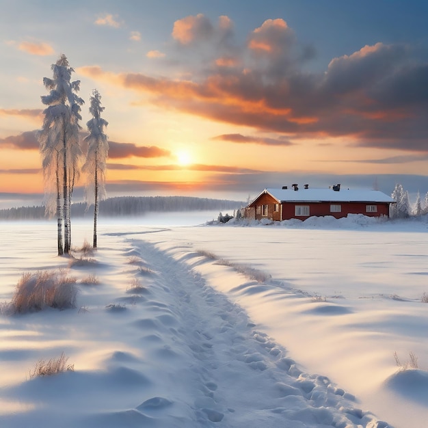 Arrière-plan de l'image du paysage hivernal en neige