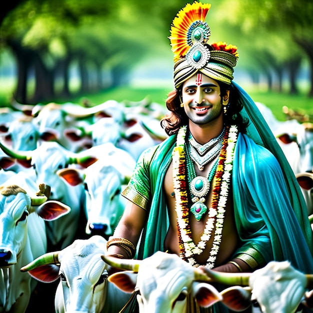L'arrière-plan de l'image du Seigneur Shree Krishna