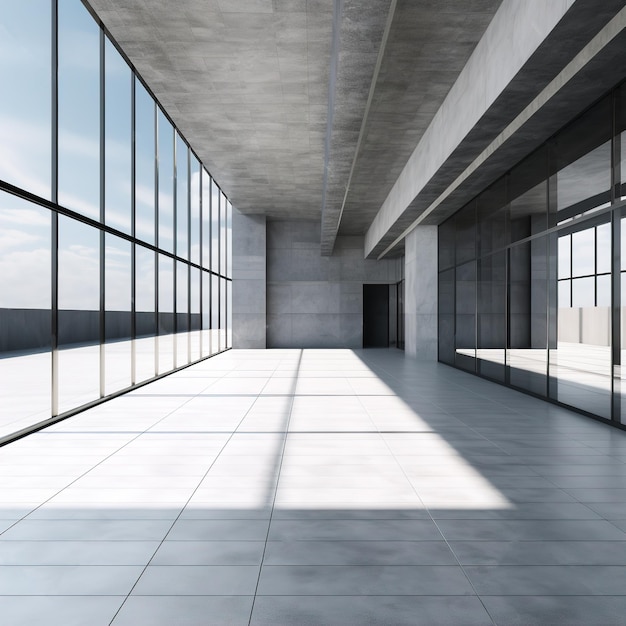Arrière-plan intérieur en béton gris Espace ouvert vide Conception architecturale