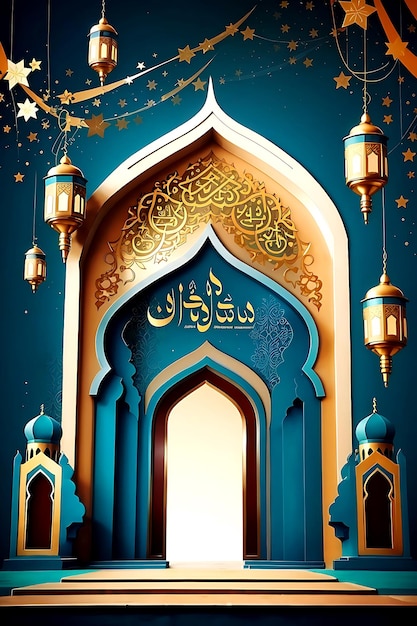 Arrière-plan islamique adapté aux salutations de l'Aïd Fitr Adha Muharram Ramadan ai généré