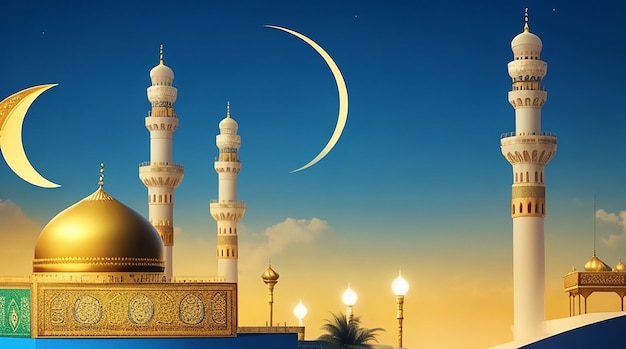 Arrière-plan islamique adapté aux salutations de l'Aïd Fitr Adha Muharram Ramadan