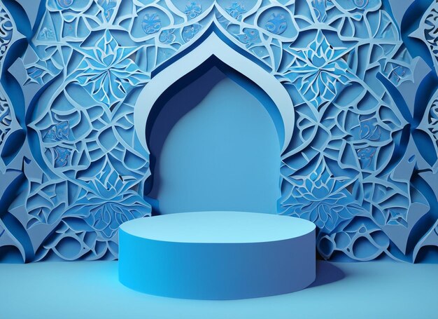 Photo arrière-plan islamique du ramadan avec le dôme bleu de la mosquée