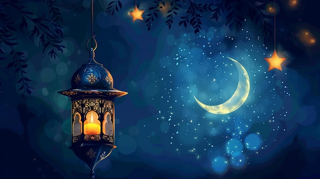 Arrière-plan islamique avec la lumière de la lanterne colorée arrière-plan du Ramadan arrière-fond de l'Aïd