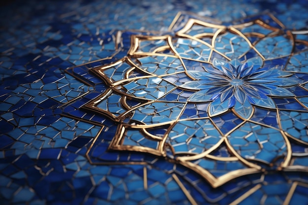 Arrière-plan islamique traditionnel avec une mosaïque d'ai génératif