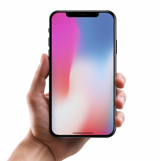 Arrière-plan isolé tenant un téléphone portable à la main