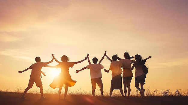 Arrière-plan de jour de l&#39;amitié avec la silhouette des gens