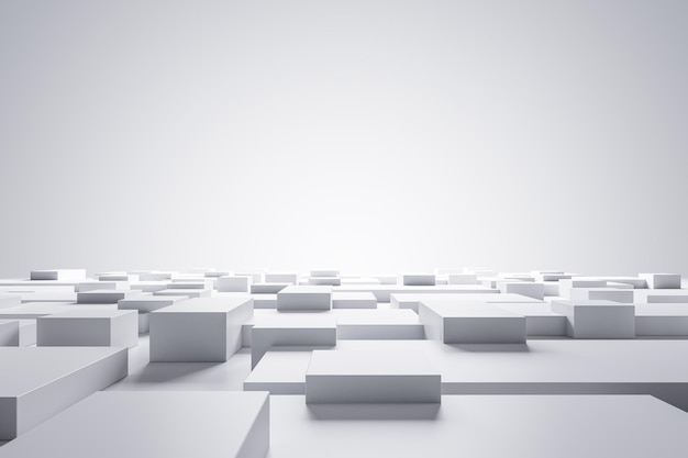Arrière-plan de labyrinthe géométrique blanc abstrait avec un modèle de lieu pour votre publicité Rendering 3D
