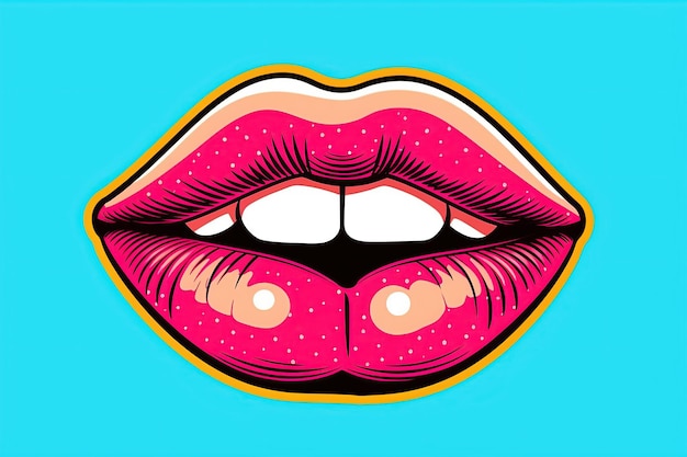 Photo arrière-plan avec des lèvres féminines sexy dans le style du pinup pop art illustration ia générative