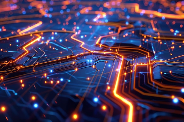 Arrière-plan des lignes lumineuses des circuits numériques