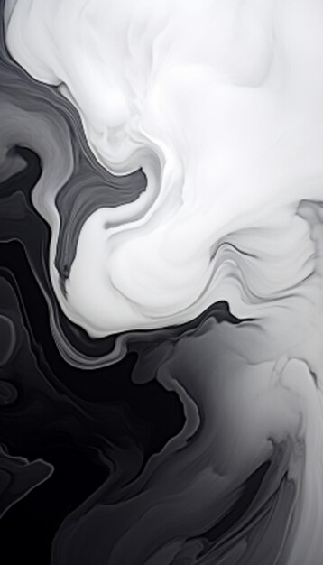Arrière-plan liquide tombant abstrait en noir et blanc généré par l'IA