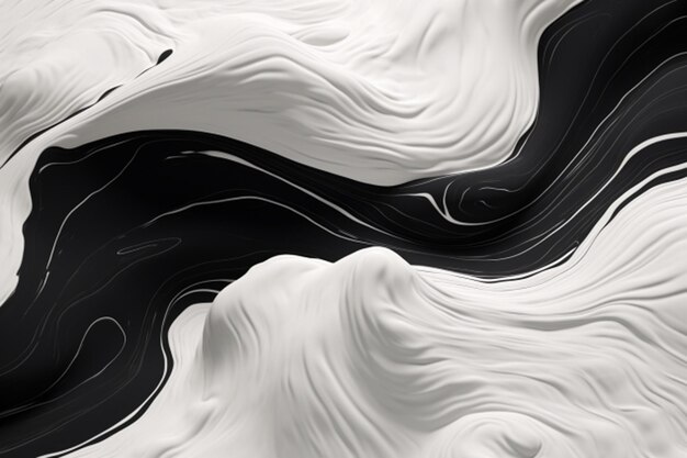 Arrière-plan liquide tombant abstrait en noir et blanc généré par l'IA