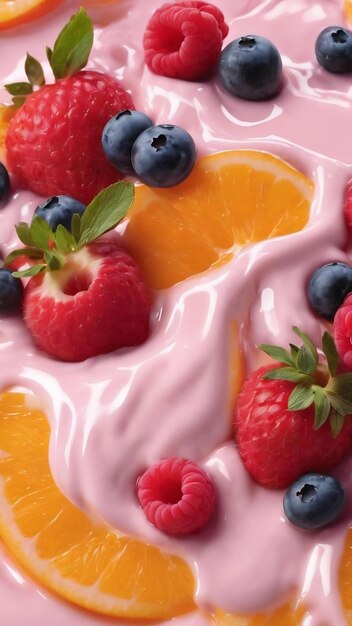 Arrière-plan lisse de crème de yogourt aux fruits flux liquide lisse texture de peinture générative ai