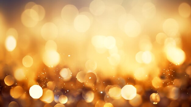 Arrière-plan de lumières dorées de Noël avec un bokeh brillant et des étincelles