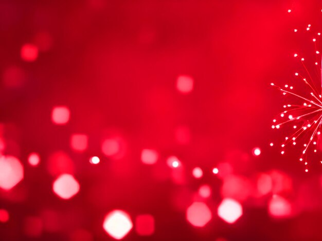 Arrière-plan de lumières floues bokeh rouges Décoration de guirlandes dorées pour la célébration du Nouvel An
