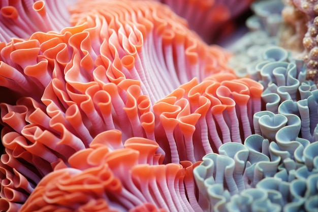 Arrière-plan macro avec des textures de vie marine telles que des coquilles de corail ou des algues Coral marin vivant à la fleur