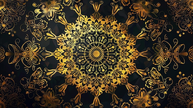 Arrière-plan avec des mandalas dorés à motif indien rond
