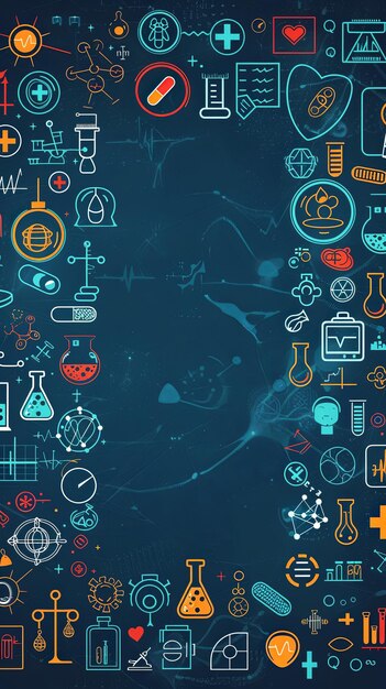 Photo arrière-plan médical abstrait avec des icônes et des symboles plats