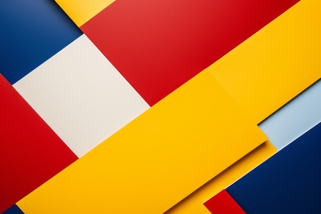 Arrière-plan de mode à motifs géométriques vibrants style Memphis abstrait en jaune rouge bleu et whi