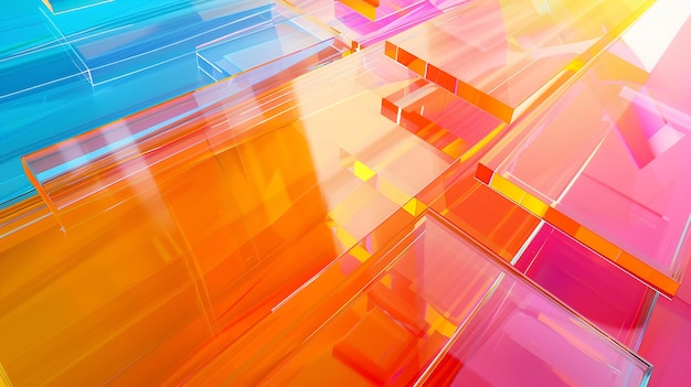 Arrière-plan moderne créatif avec de nombreuses couches de feuilles d'acrylique colorées avec b orange IA générative