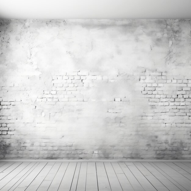 Arrière-plan de mur de brique blanche avec plancher de béton abstrait