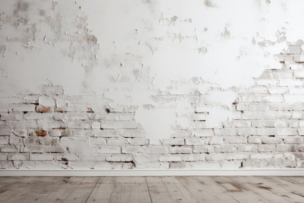 Arrière-plan de mur de brique peint en blanc vintage avec surface texturée et charme rustique vieilli