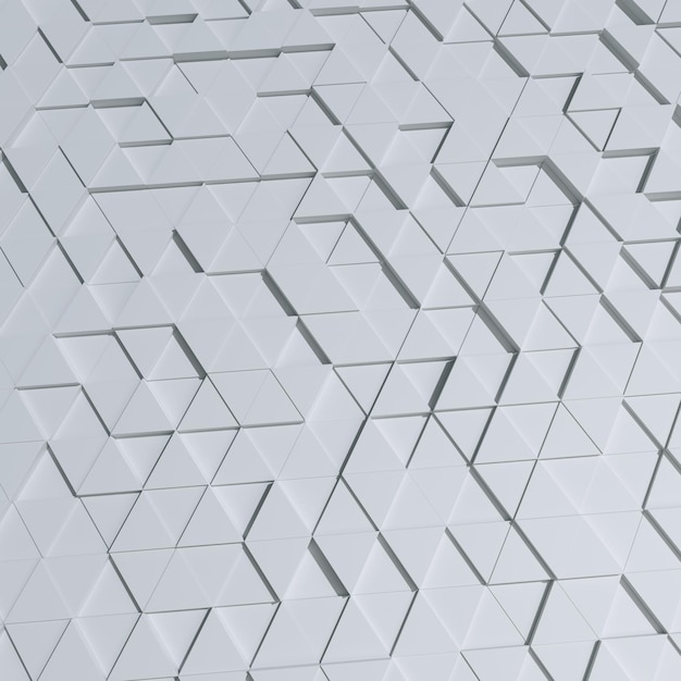 Photo arrière-plan de mur poli avec des carreaux de carreaux triangulaires papier peint avec des blocs blancs plats 3d