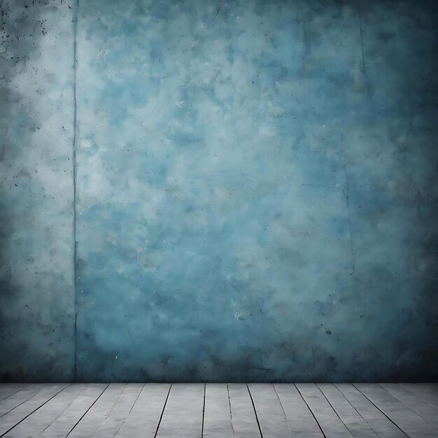 Photo arrière-plan de mur de studio avec une texture en béton bleu grunge vintage avec une vignette