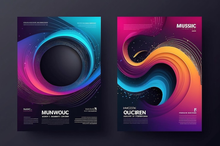 Photo arrière-plan de la musique abstraite conception d'affiches de vagues musicales flyer sonore