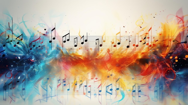 Photo arrière-plan de musique coloré abstrait avec illustration d'élément d'aquarelle